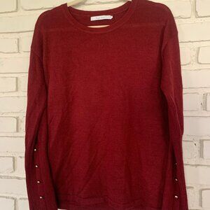 Long Sleeve 30% wool Sweater Top with metal details